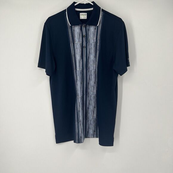 Mens Izod M Blue Golf Polo Short Sleeve Shirt Business Casual Preppy Summer - Picture 1 of 7